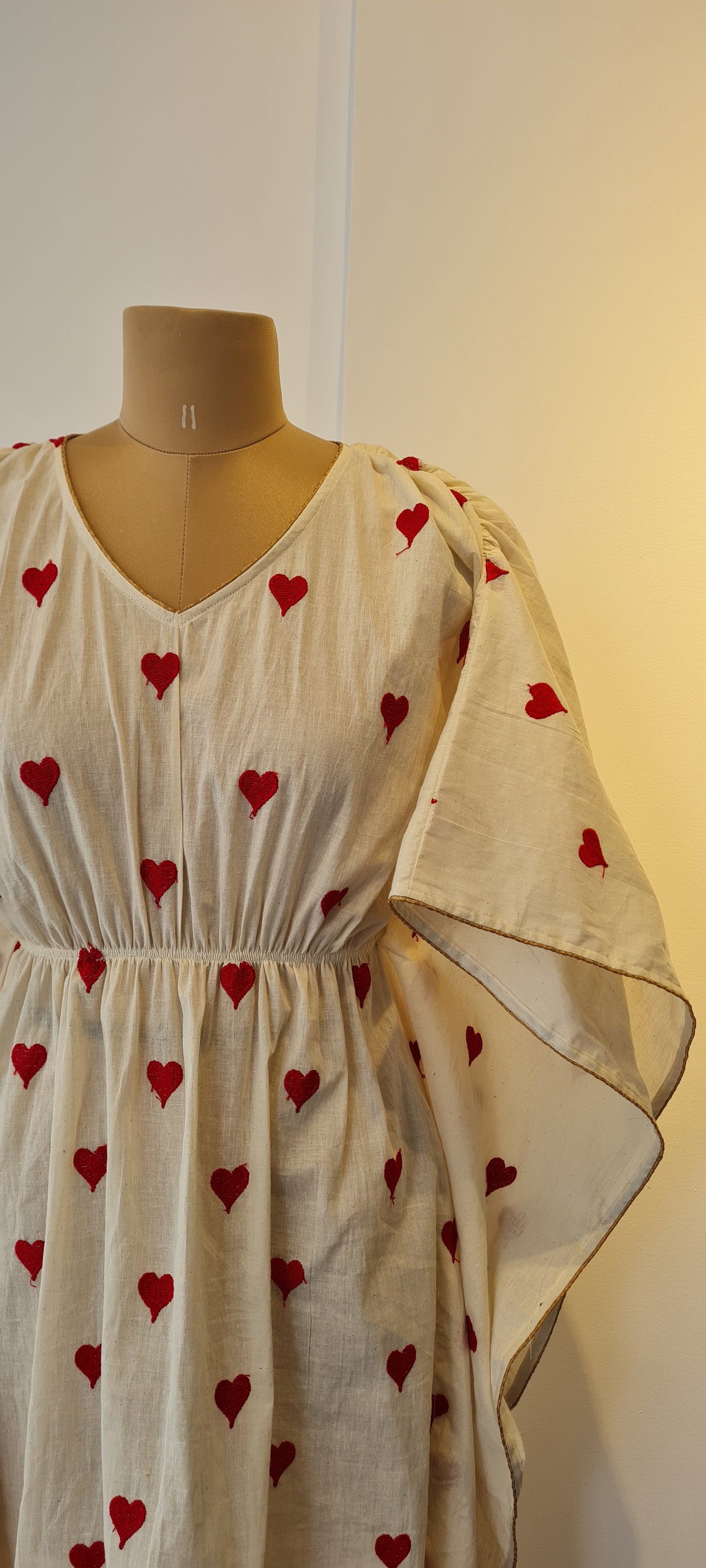 Love at First Stitch Heart Embroidery Kaftan