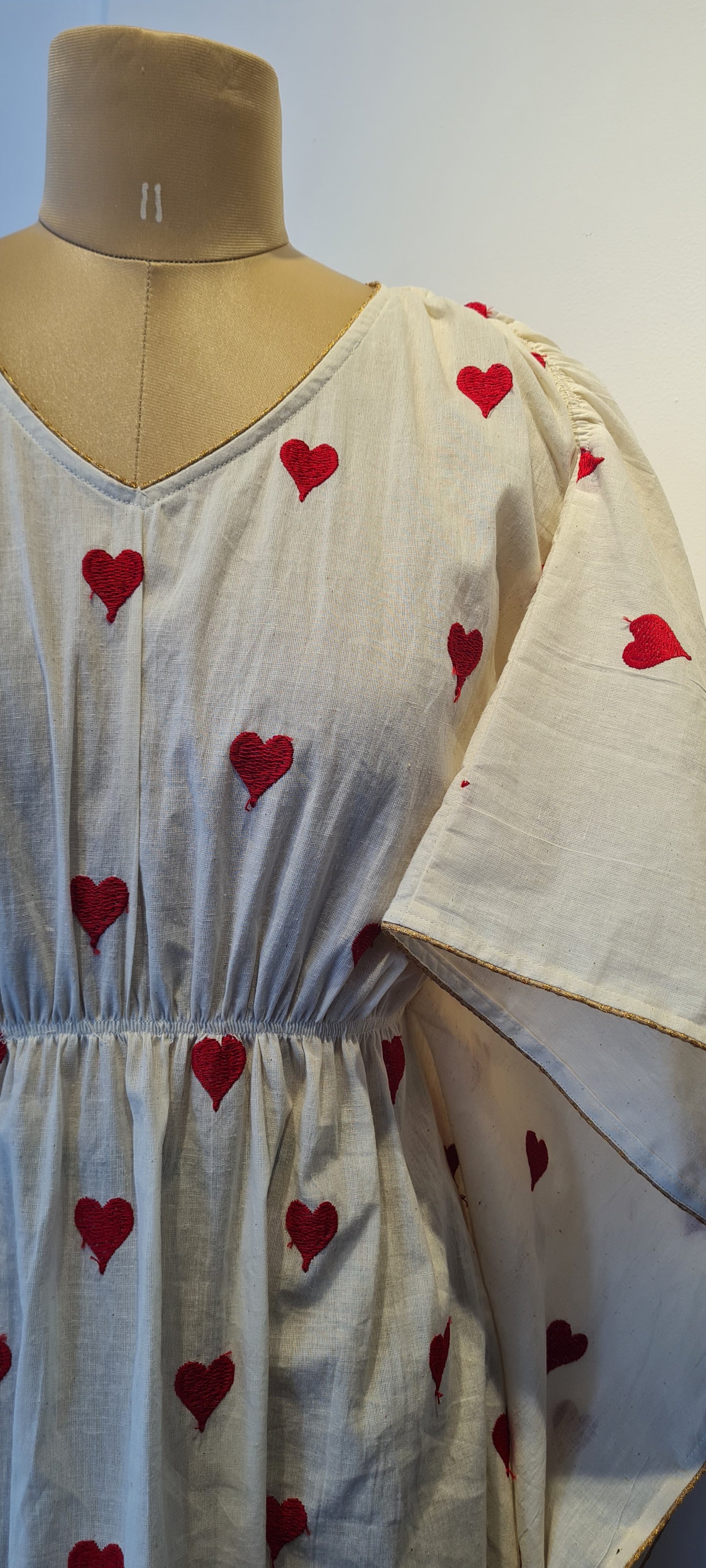 Love at First Stitch Heart Embroidery Kaftan