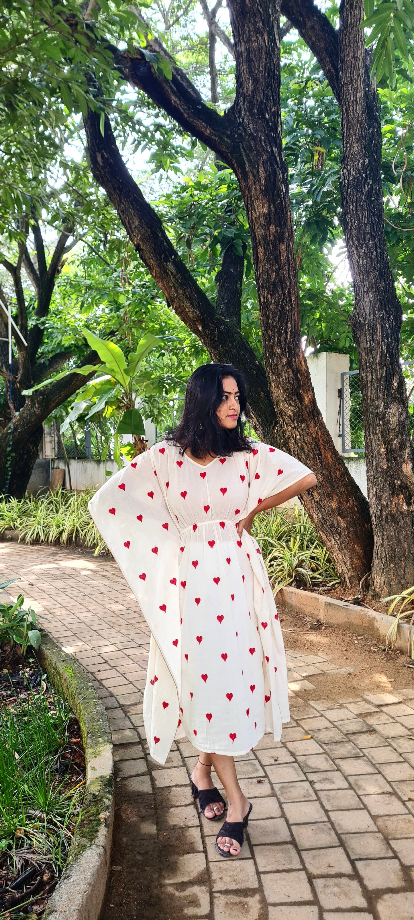 Love at First Stitch Heart Embroidery Kaftan