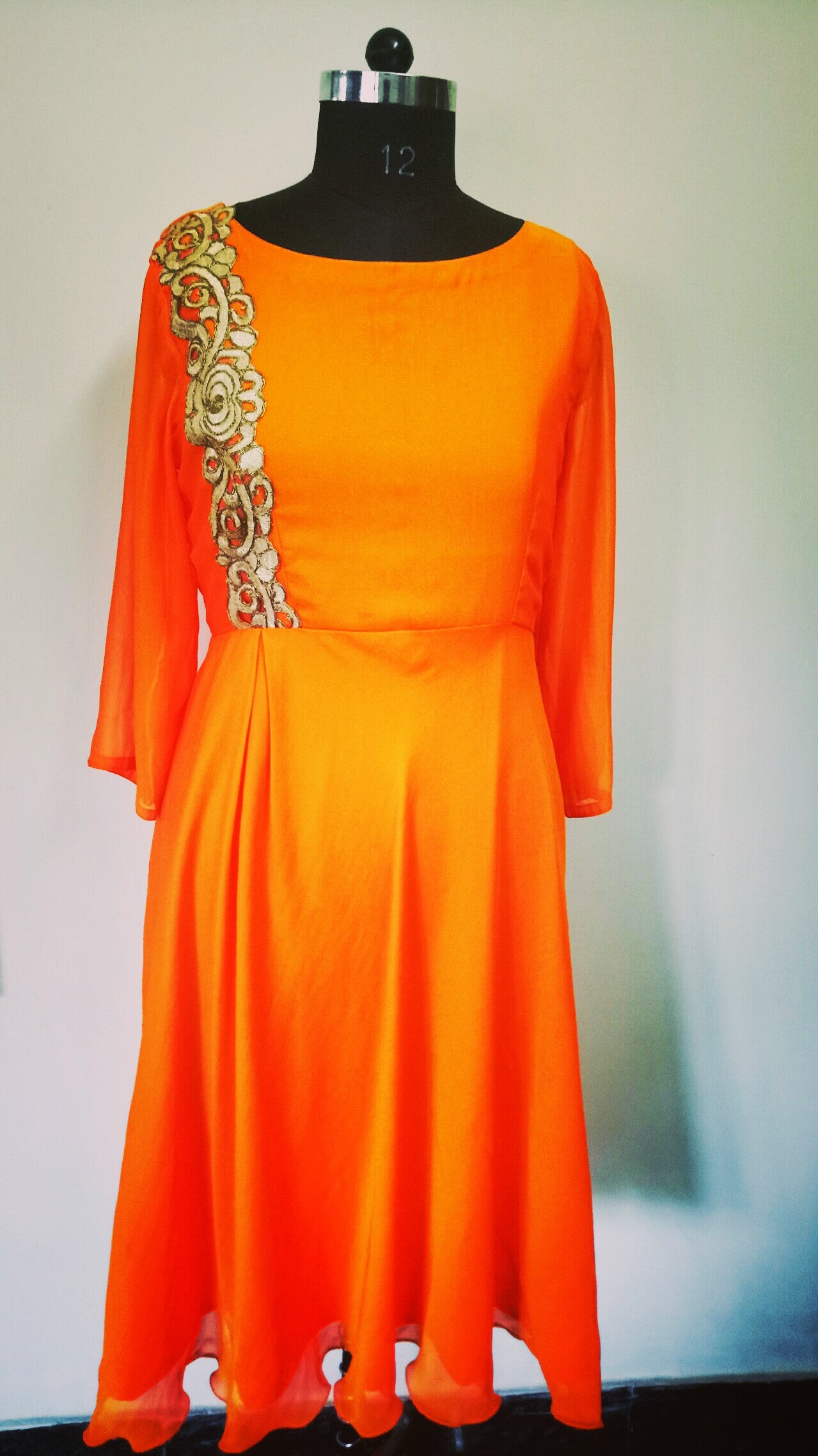 Sunkissed in Orange: Georgette Kurti Frock