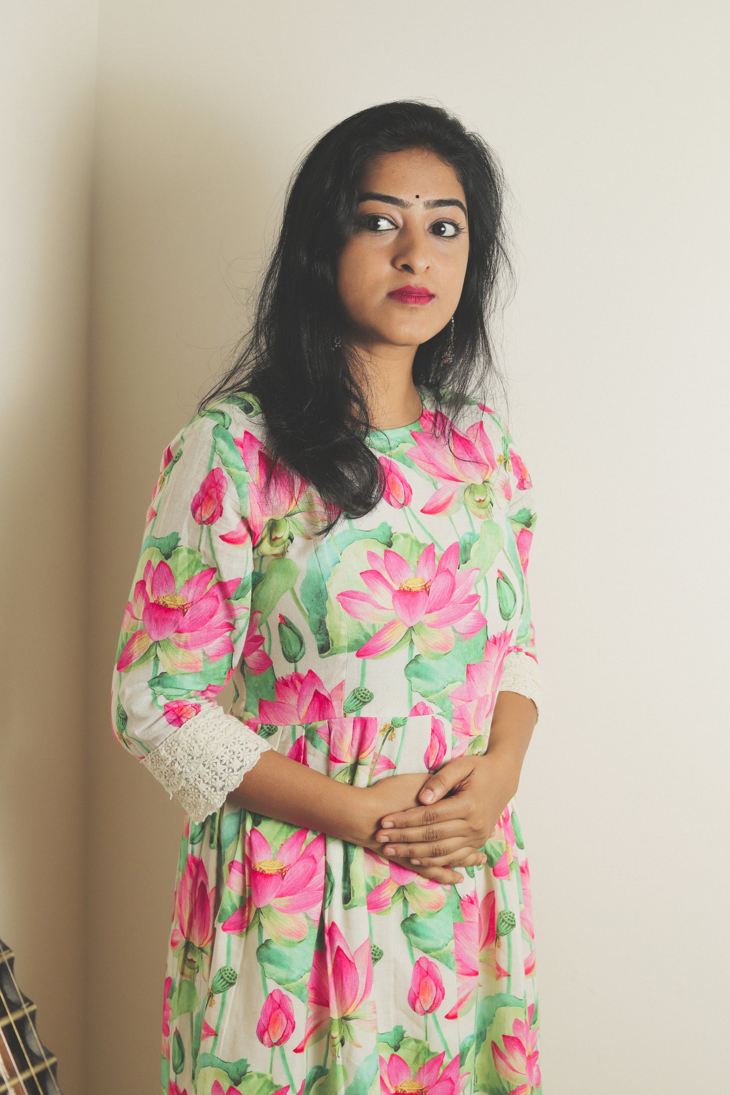 Lotus Elegance : Cotton Lotus Frilled Kurti