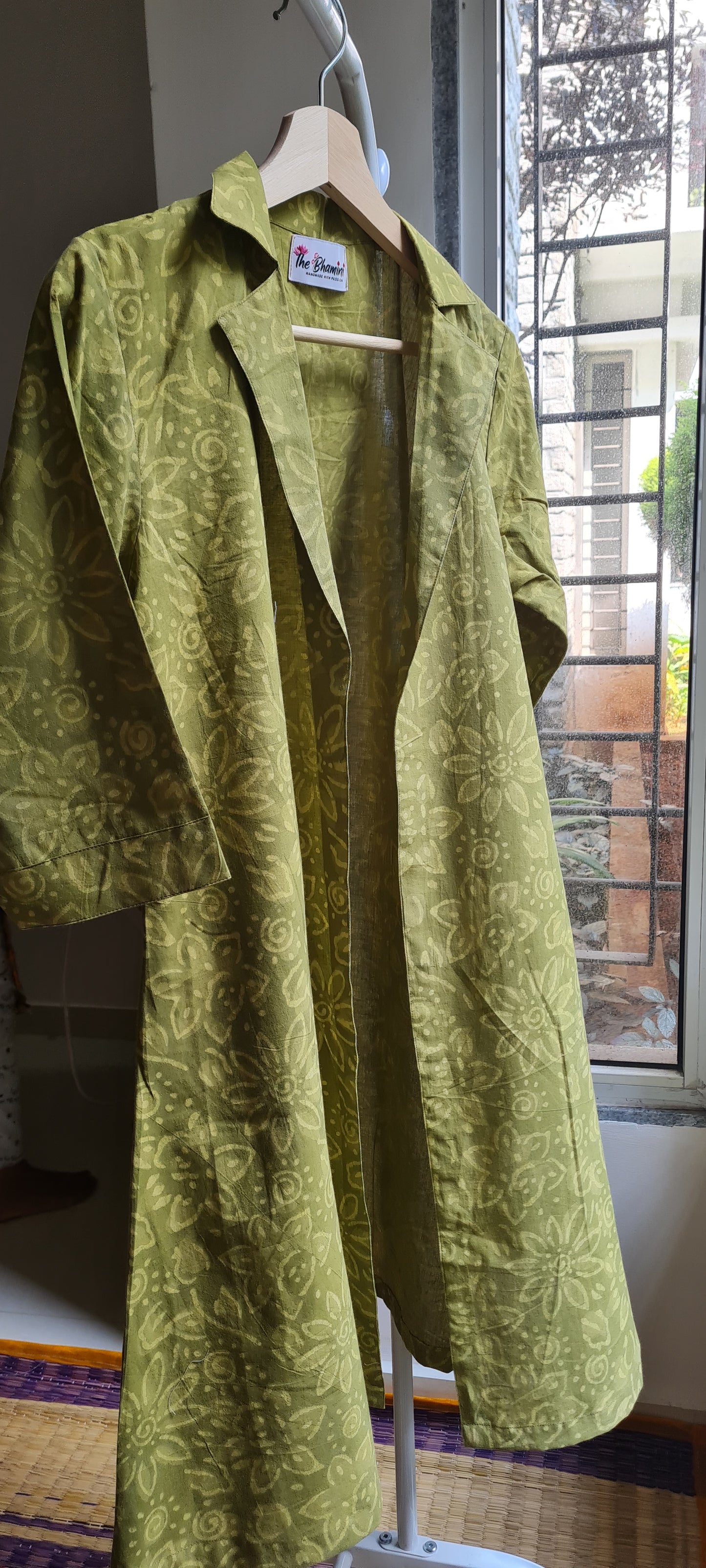 The Green Hues..Block Printed Overcoat