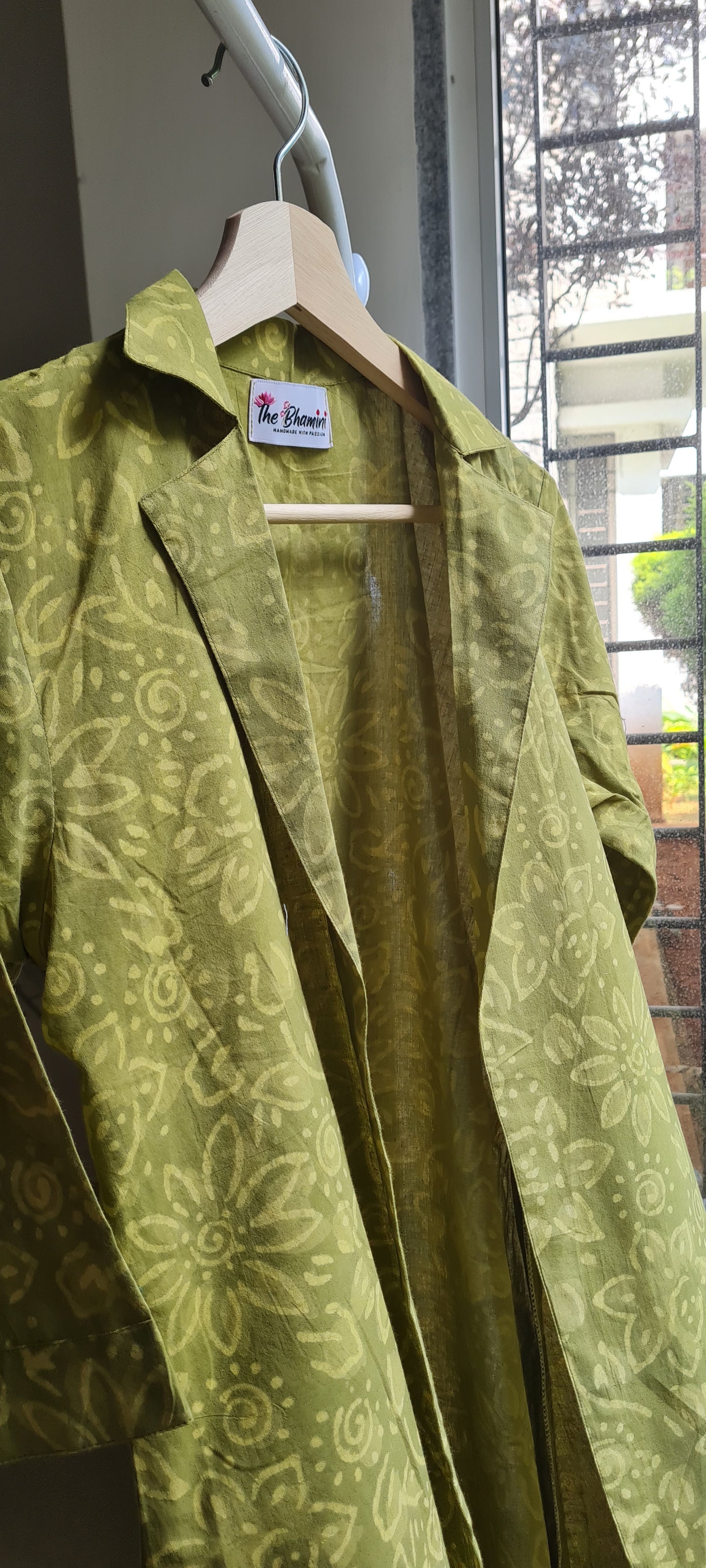 The Green Hues..Block Printed Overcoat