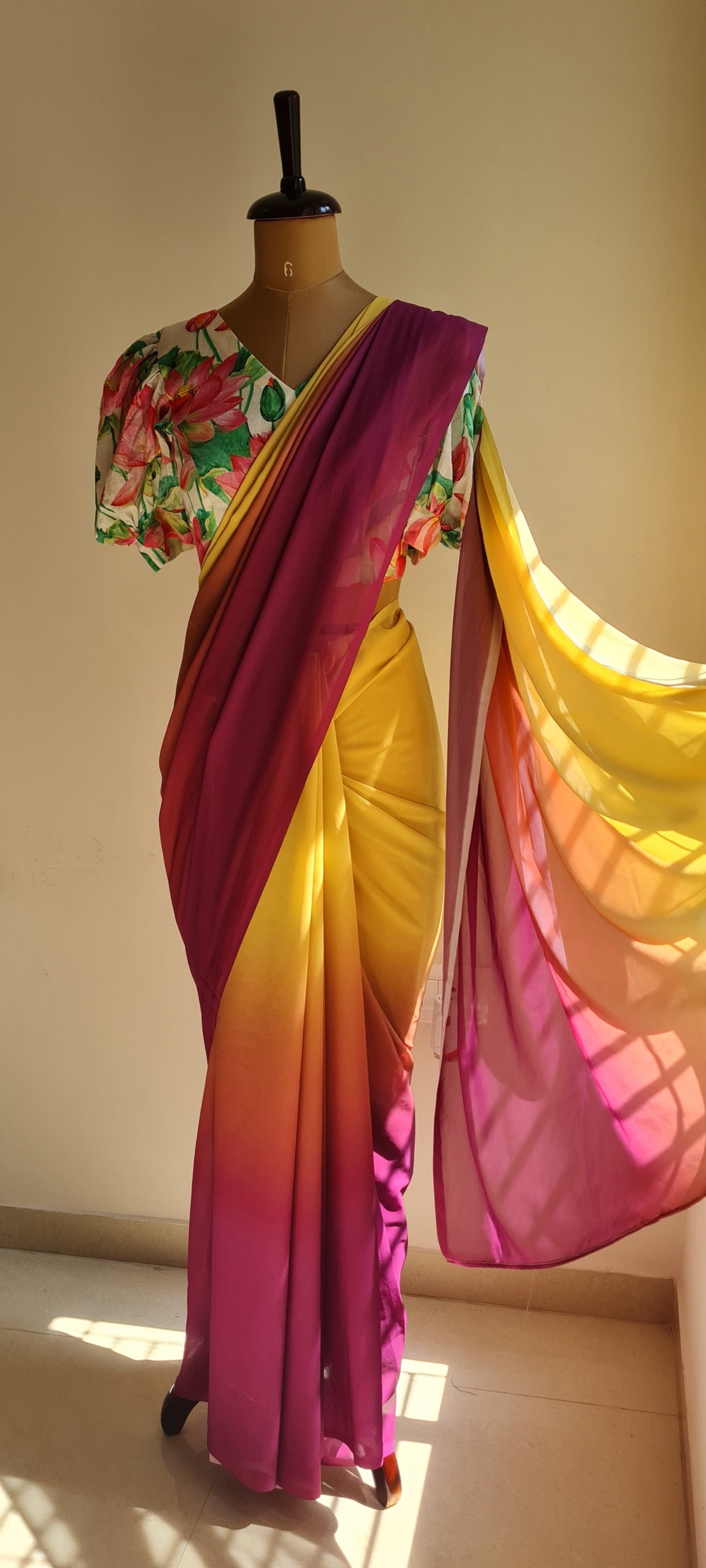 Yellow Pink Magic Saree