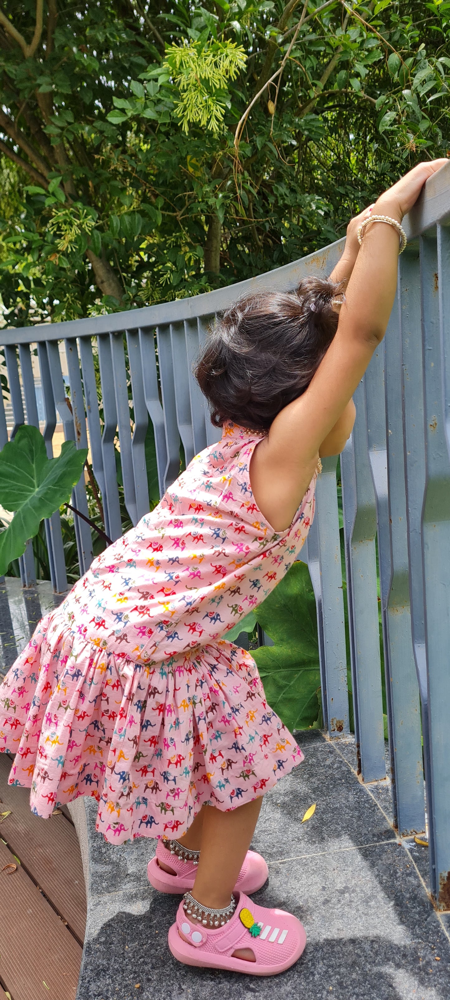 Delightful Pink Halter Neck Frock