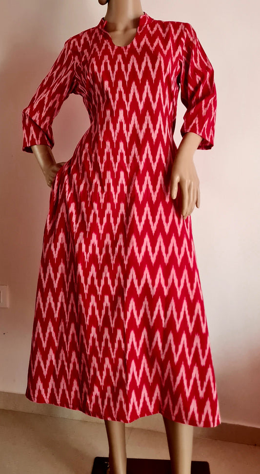 Red Ikat Frock: Perfect for Office or College Wear