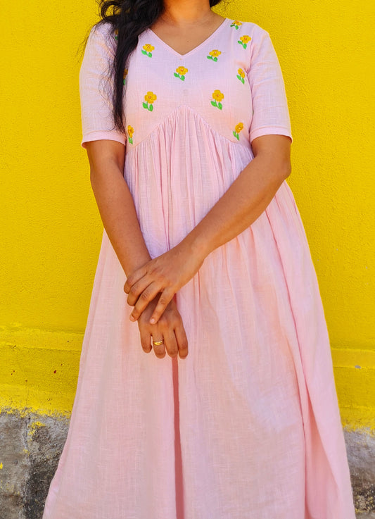 Whispers of spring: A floral Alia Cut Cotton frock