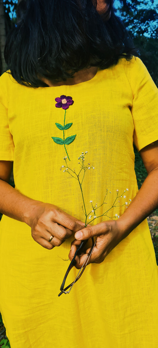 Sunshine Chic :Yellow Embroidery Kurta