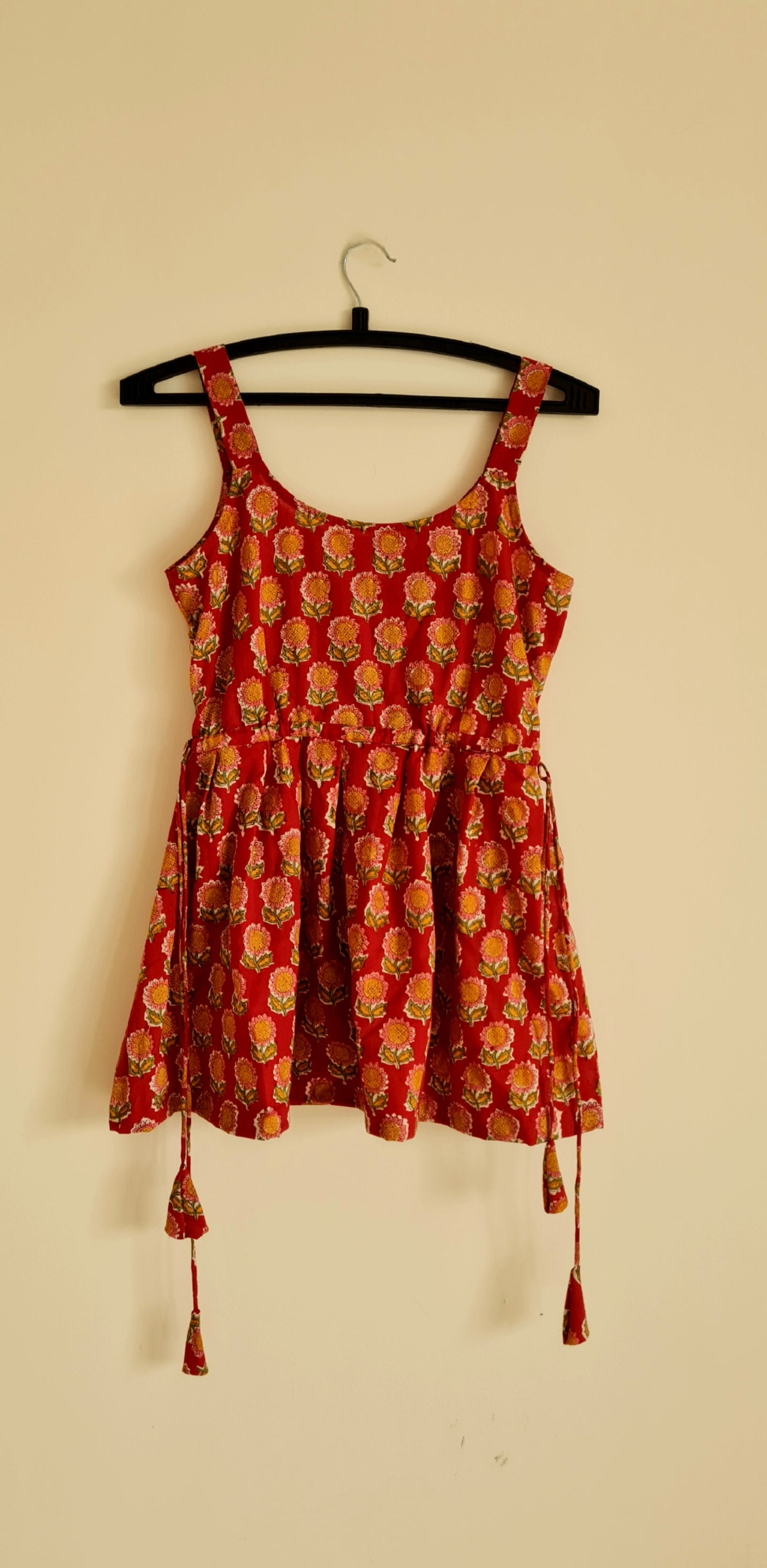 Artistry in Fabric: Hand Block Printed Cotton Peplum Top with Adjustable Waist Knots