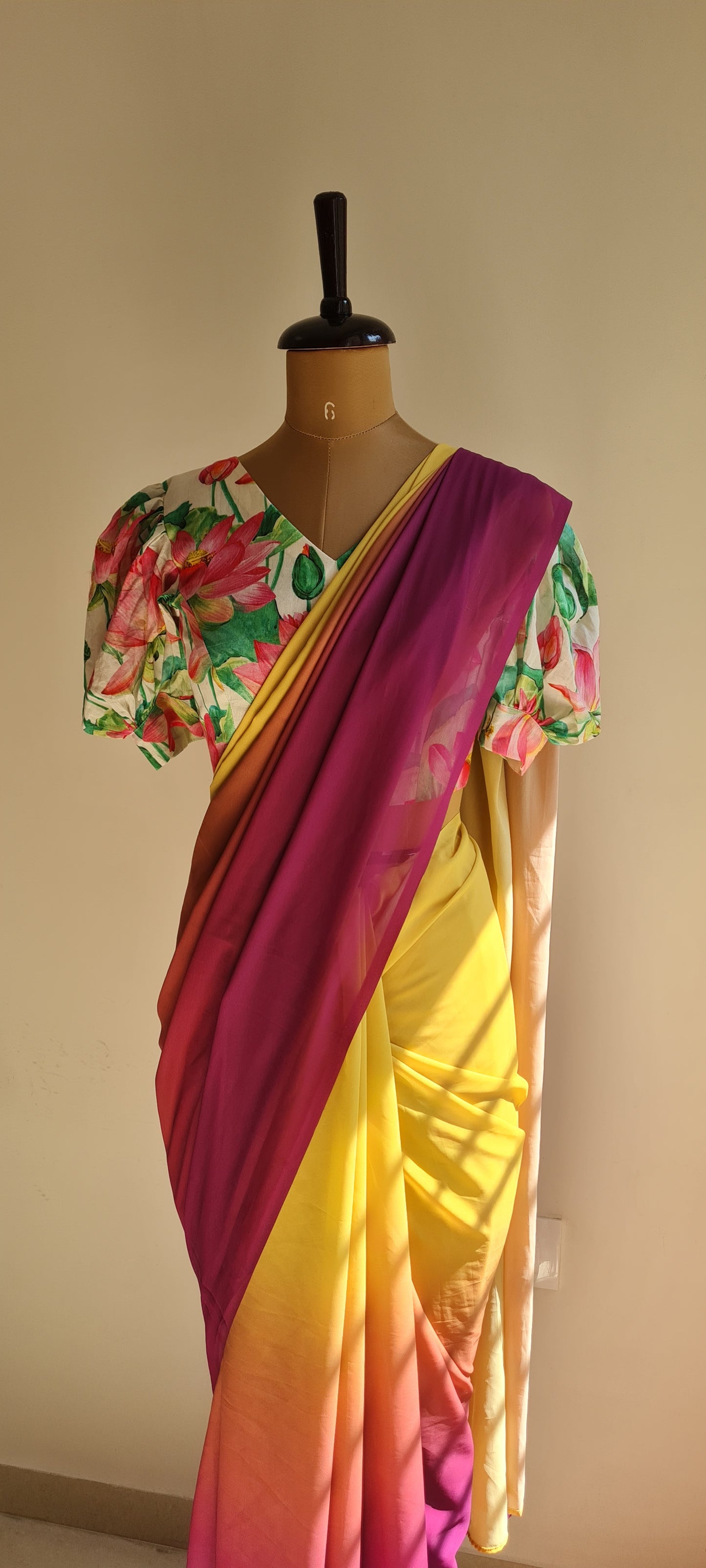 Yellow Pink Magic Saree