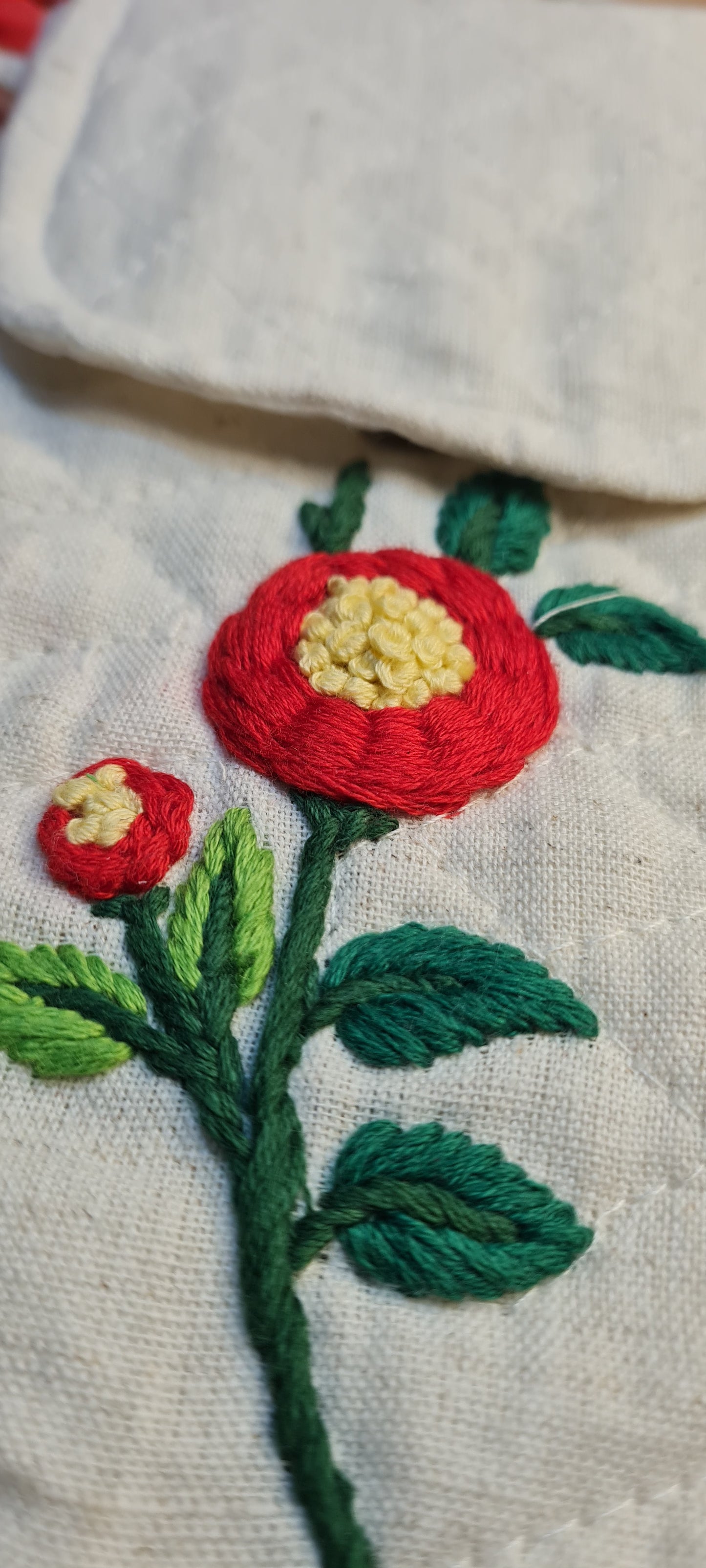 HAND Embroidery Red Yellow Floral SLING bag