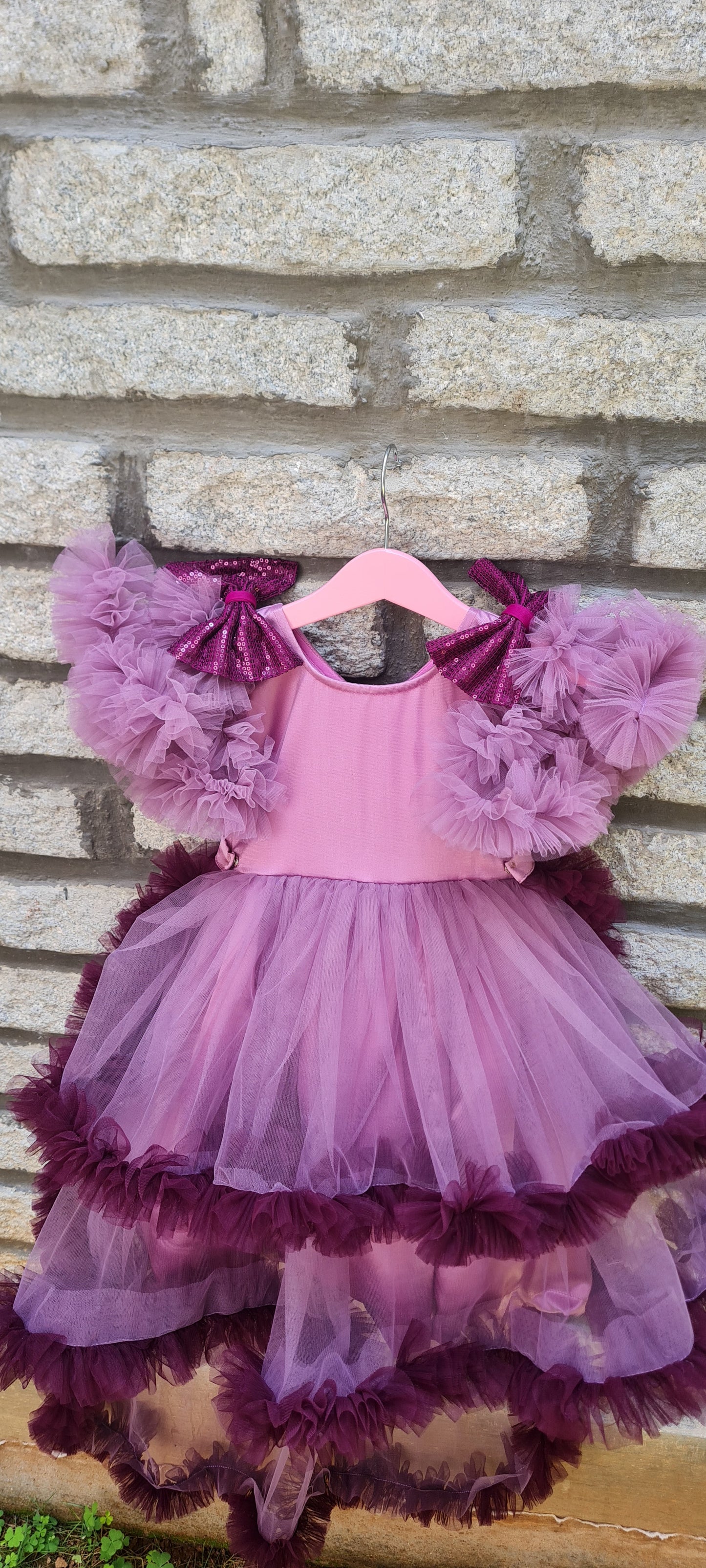 Dazzle the Day :Lavender & Purple Frilled Frock for Your Princess