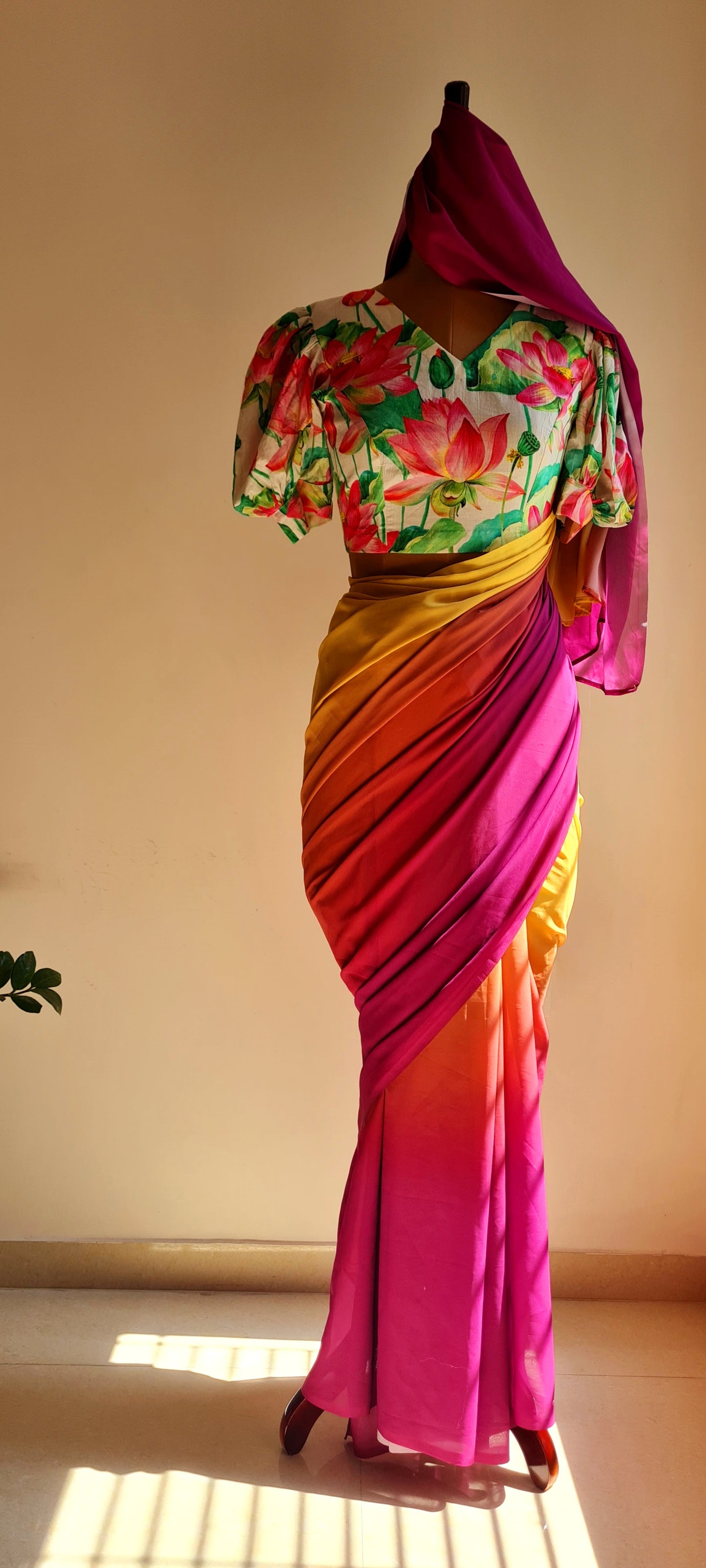 Yellow Pink Magic Saree