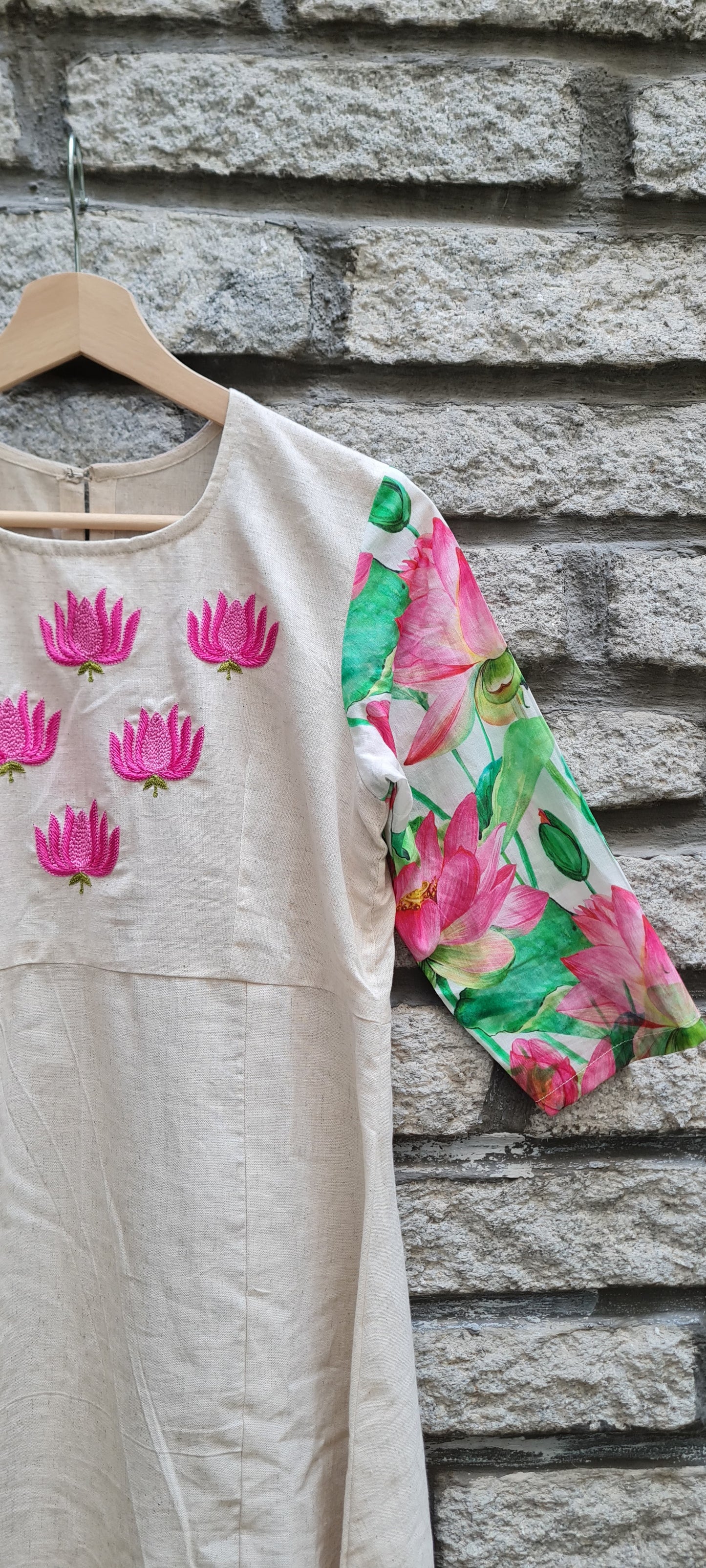 A Blossoming Dream :Lotus Embroidery Kurti