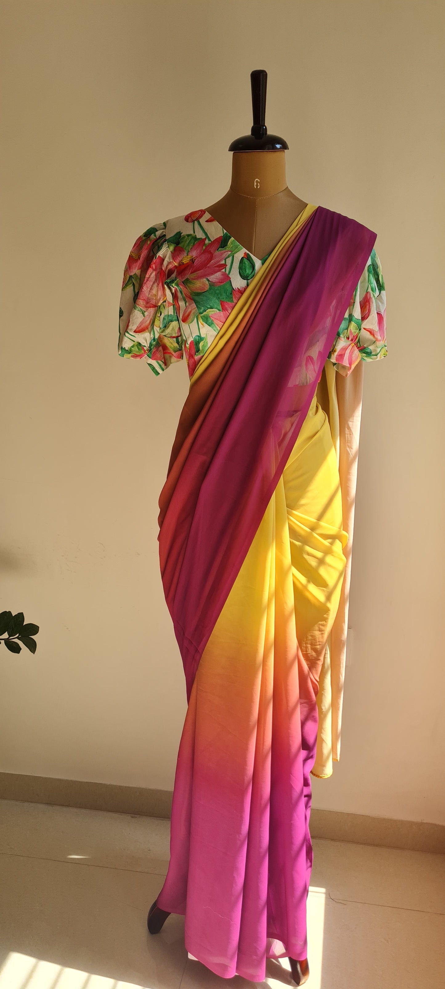 Yellow Pink Magic Saree