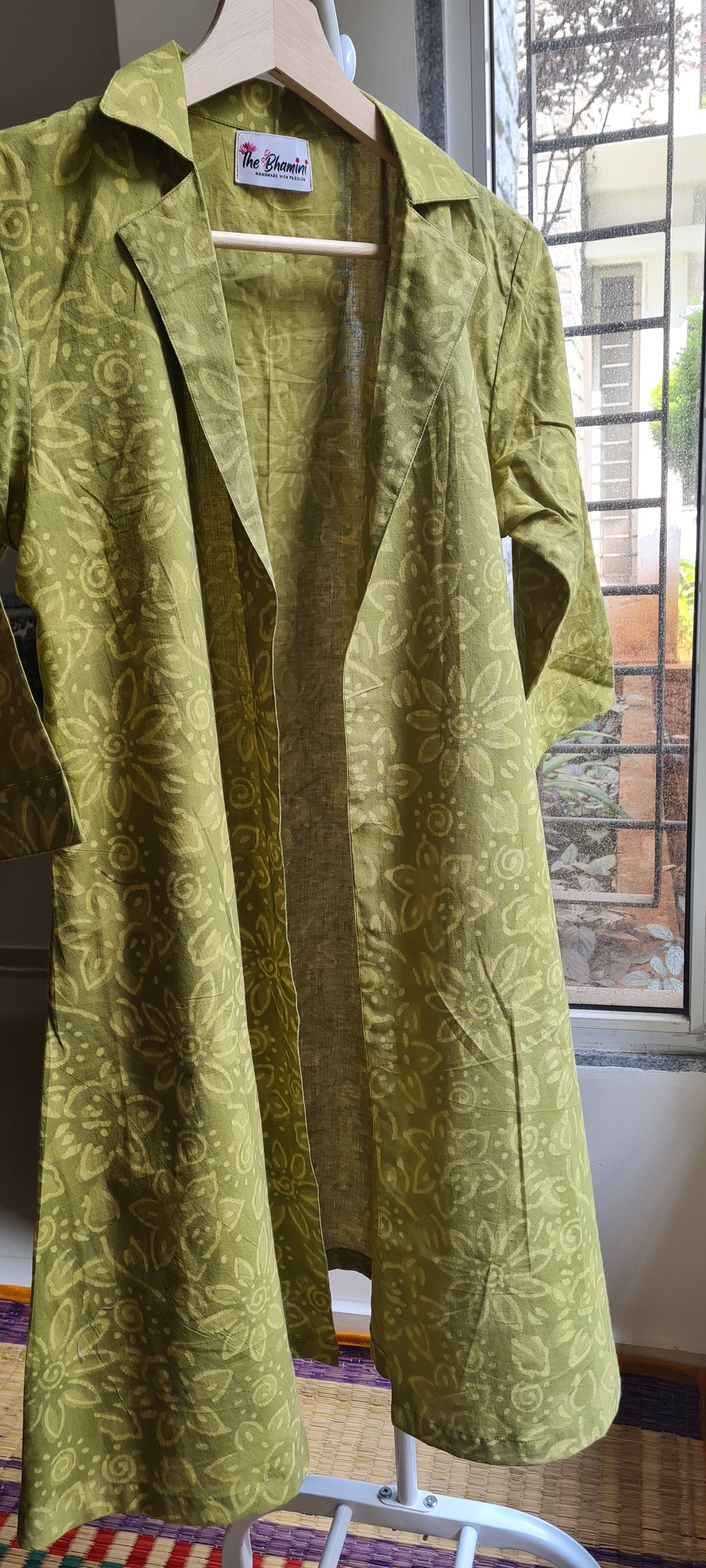 The Green Hues..Block Printed Overcoat