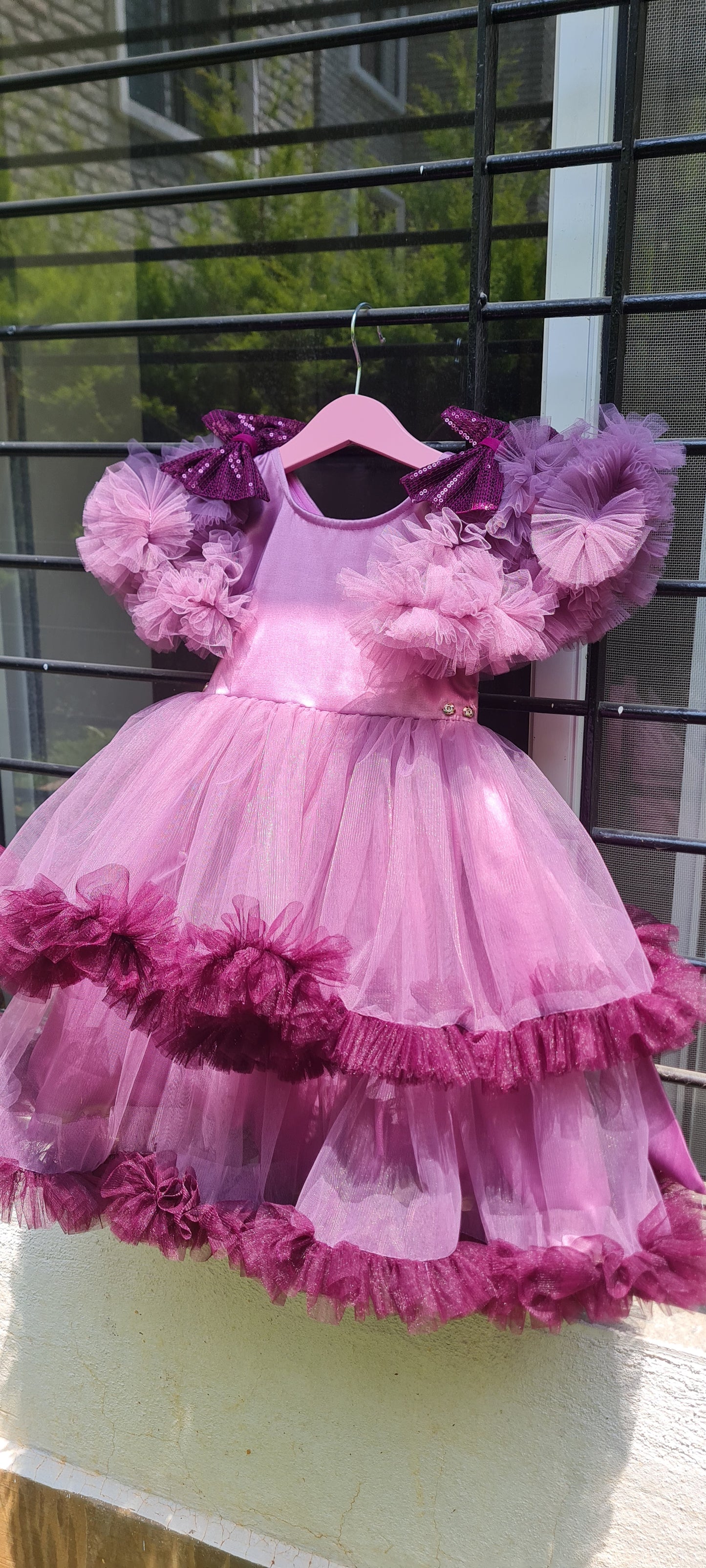 Dazzle the Day :Lavender & Purple Frilled Frock for Your Princess