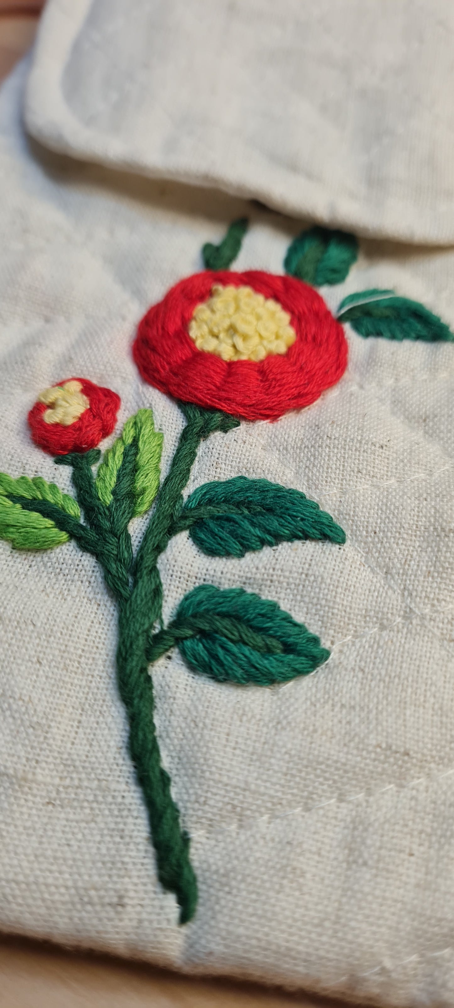 HAND Embroidery Red Yellow Floral SLING bag